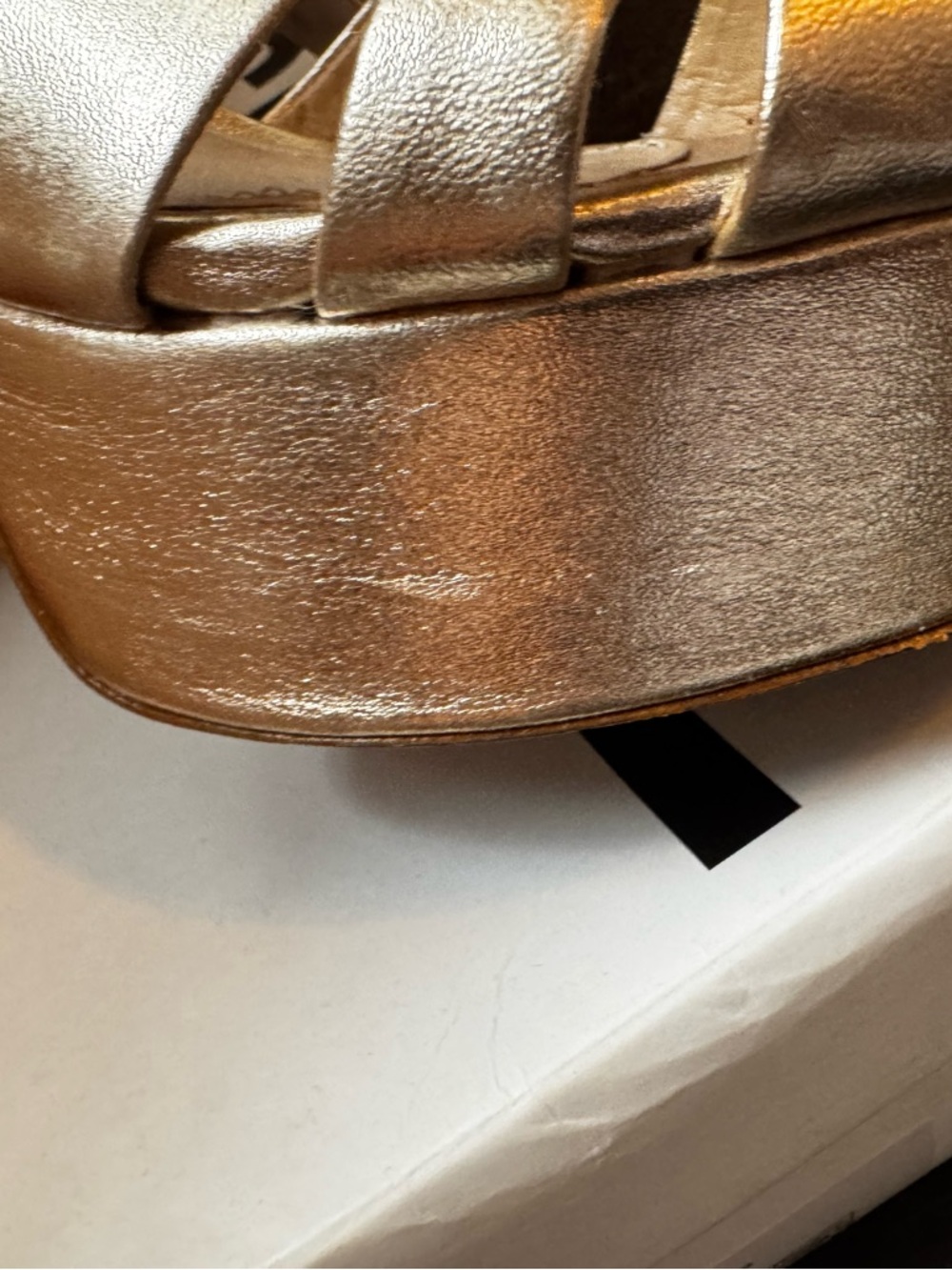SCHUTZ Gold Metallic Platform Heels - Picture 4 of 6
